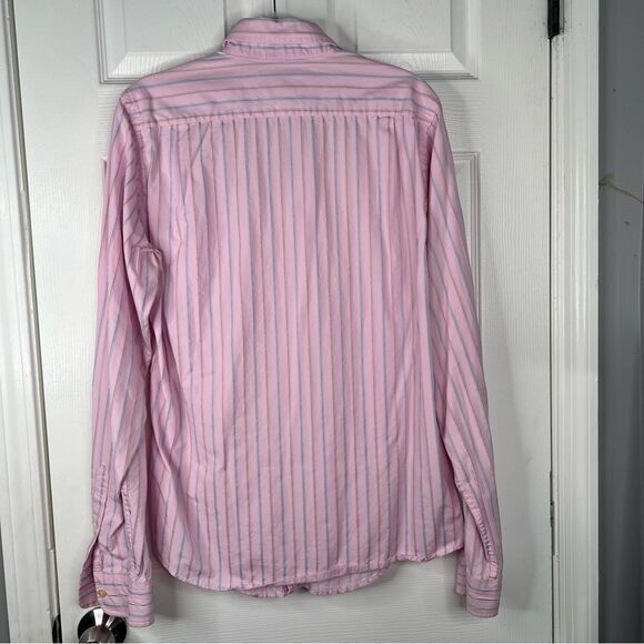 Sz L Abercrombie & Fitch Pink Pinstripe button up shirt $59 MSRP - Picture 4 of 8